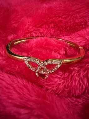 Gold-Tone Crystal Celtic Knot Bangle Bracelet - Women Jewelry